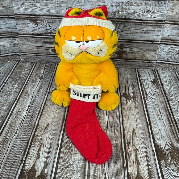 Dakin Other - VINTAGE Garfield Christmas Plush Santa Hat 1981 Stuffed Animal Stuff It Stocking